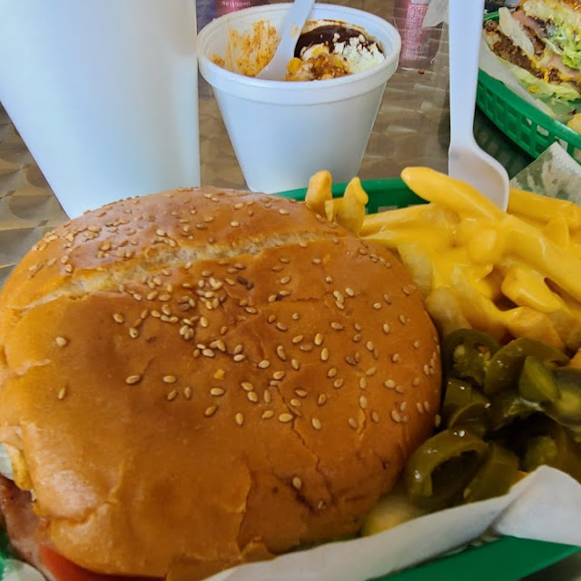 Cheese Hamburger with Jalapeño Cheese Fries and a Corn Cup and a Drink 15