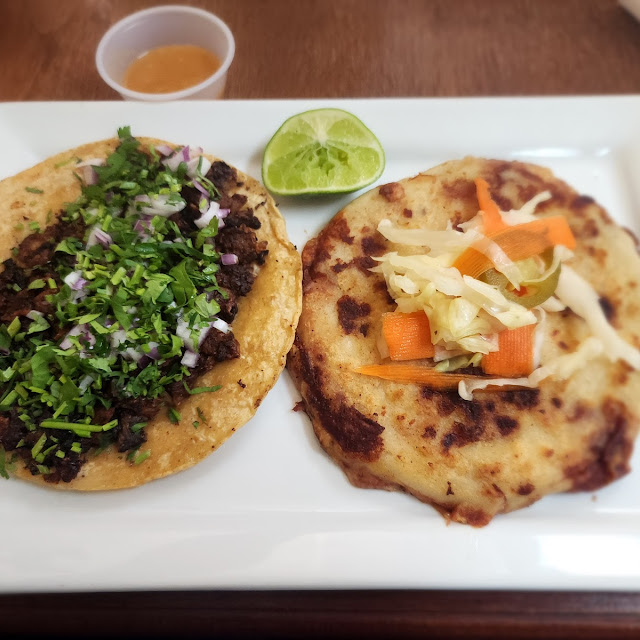 Taco De Tripa & Pupusa Revuelta