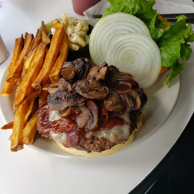 Swiss Burger with Mushrooms and BBQ