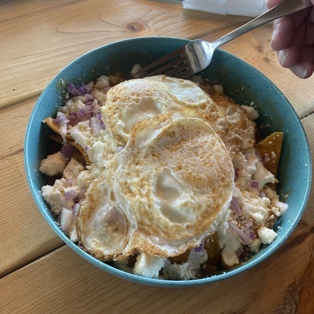 Chilaquiles Rojos with Pork
