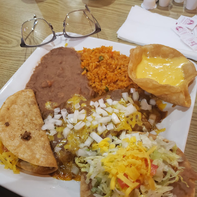 Cheese Enchilada Taco Tostada Quest Rice Beans