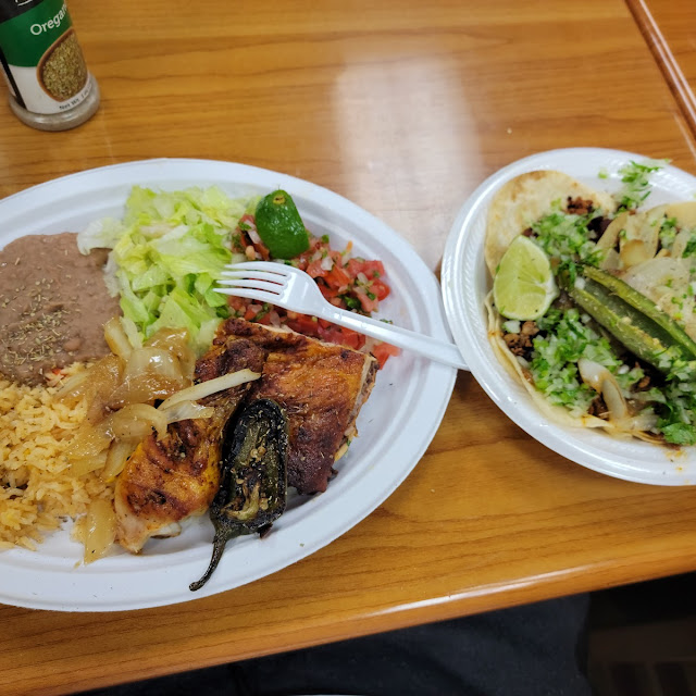 Carne Arroz Frijoles Luchunga & Pico De Gallo Plate