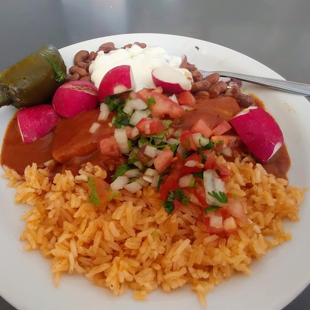 Chile Relleno with Rice and Beans