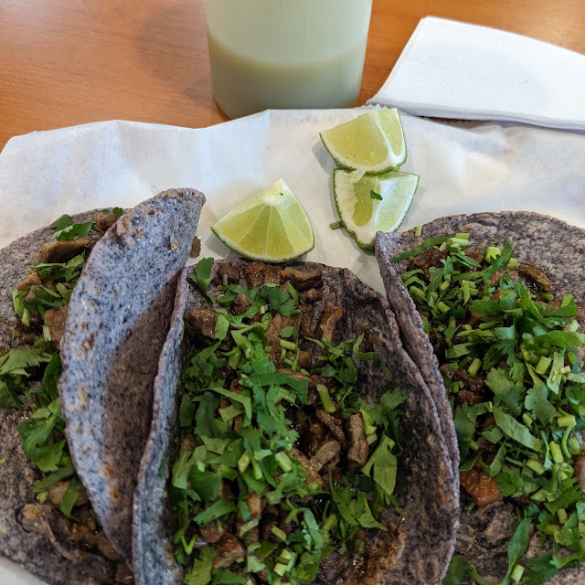 Carne Asada on Blue Corn Tortillas