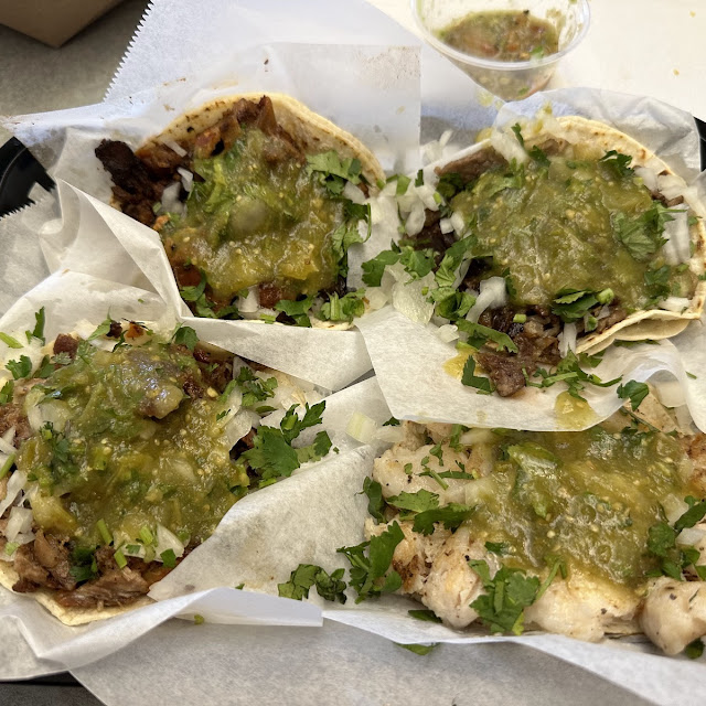 Two Street Tacos with Salsa and Lime