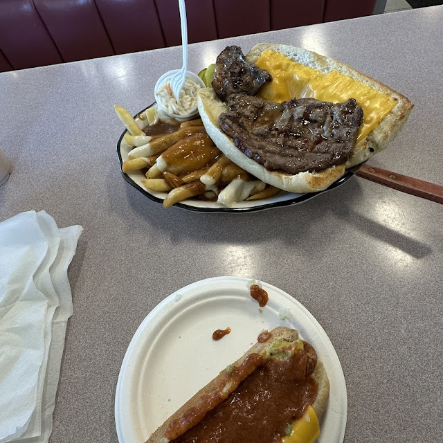 Gravy Fries & Strip Steak Sandwich & Chilli Cheese Dog