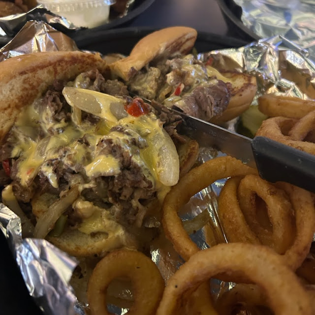 Philly Cheesesteak with Onion Rings