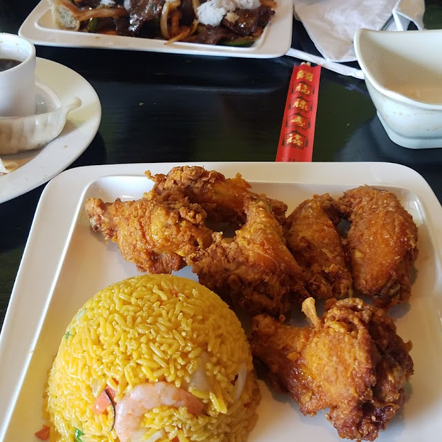 Shrimp Fried Rice and Chicken Wings