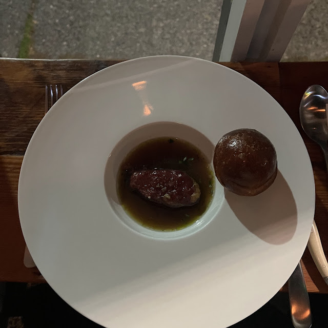 Pork Cheek Confit Goose Broth Pain De Mie & Bone Marrow Butter
