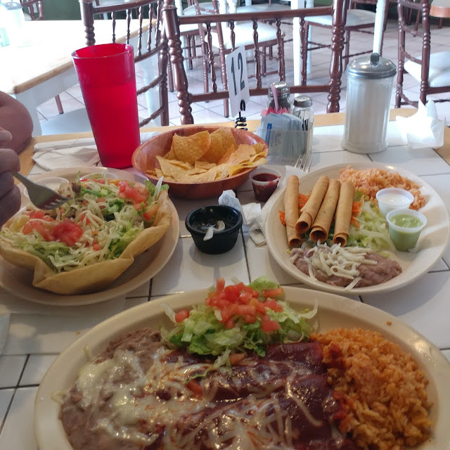 Flauta Plate Taco Salad and Red Enchiladas