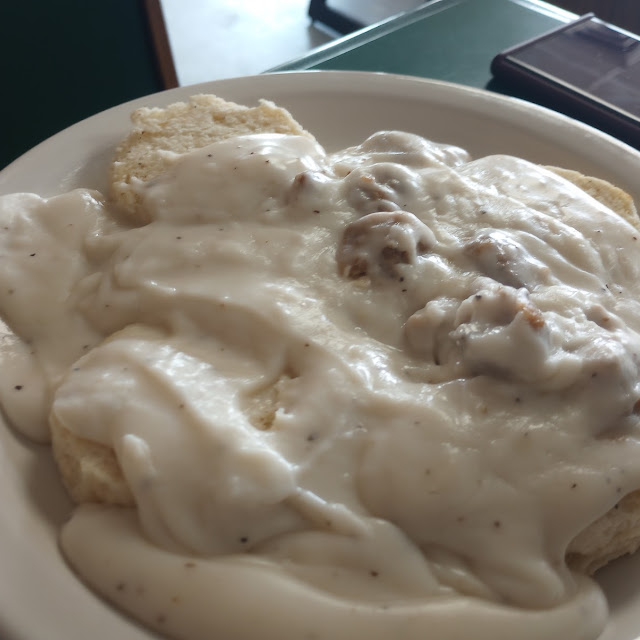 Sausage Gravy over Biscuits