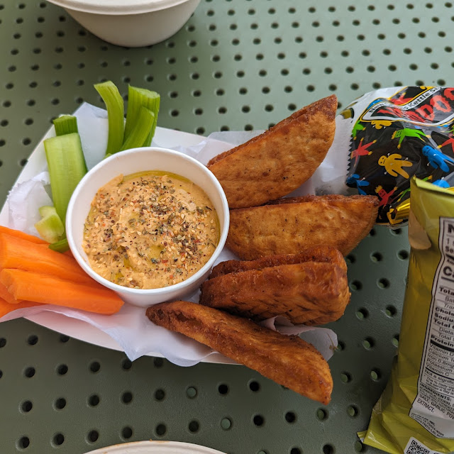 Smoked Sweet Potato Hummus with Za'Atar-Spiced Pita Chips & Veggies Vegan