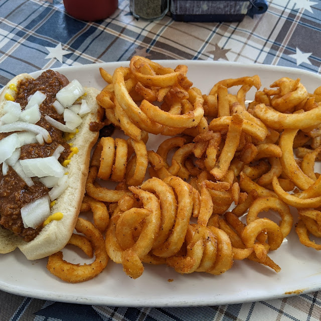 Chili Dog with Curly Fries