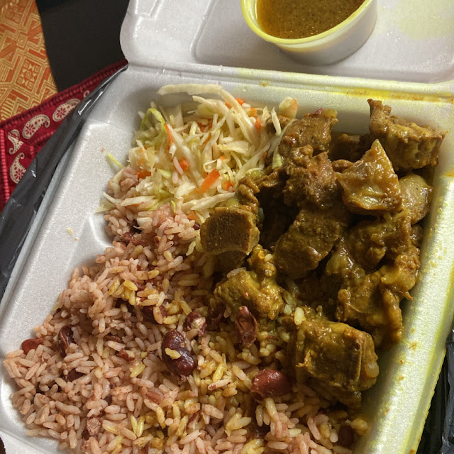 Curry Goat with Rice and Peas