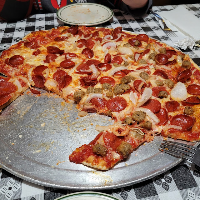 Pepperoni Sausage and Onion Pizza