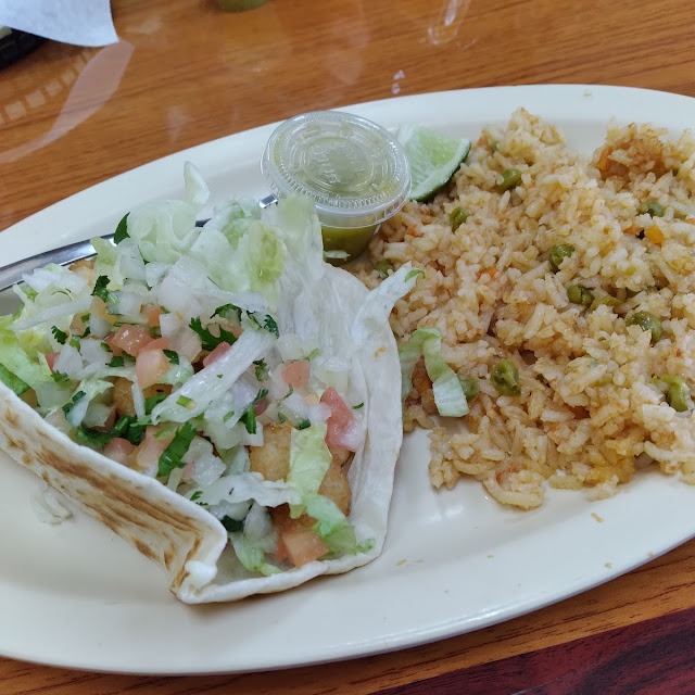 Crispy Shrimp Tacos and Spanish Rice