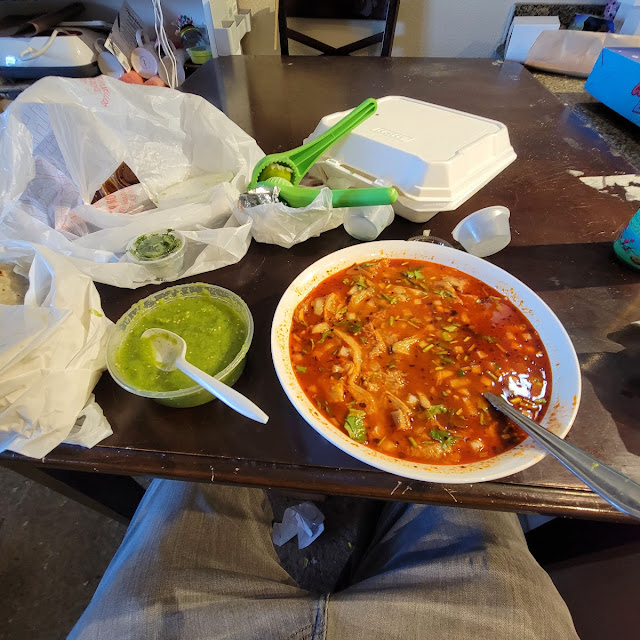 Menudo Served with Tortillas Y Salsa Verde
