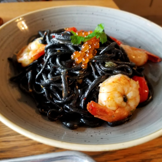 The Squid Ink Pasta with Shrimp