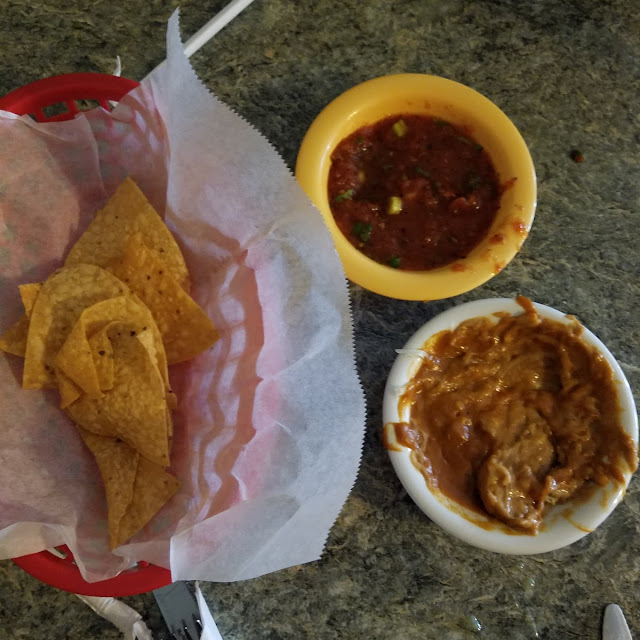 Chips and Salsa and Bean Dip