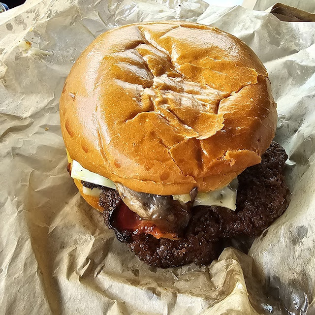 Swiss Mushroom Burger with Bacon