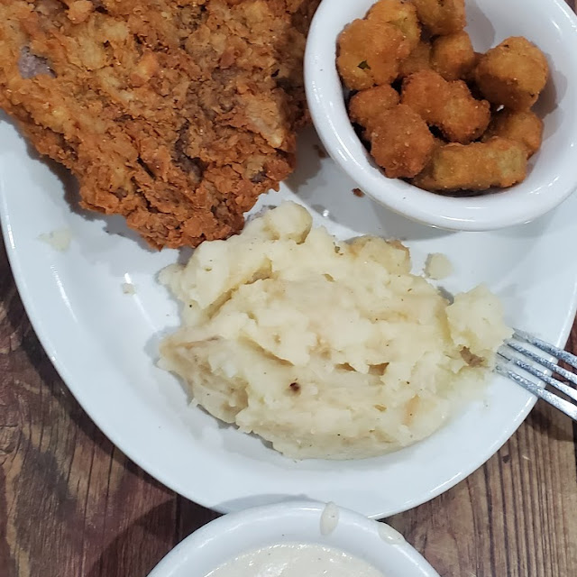 Chicken Fried Steak Okra & Mashed Potatoes