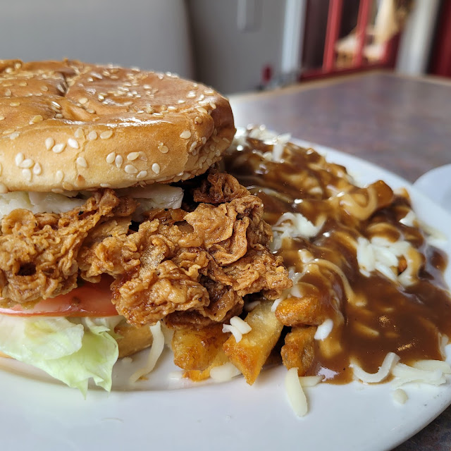 Spicy Crispy Chicken Sandwich with Poutine