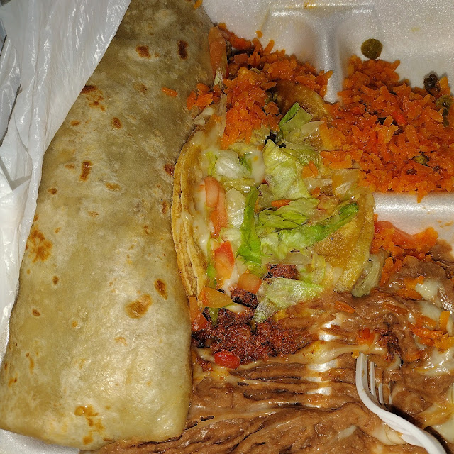 Chorizo Burrito and Beef Taco Dinner