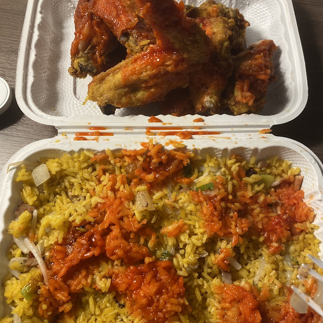 Pork Fried Rice with Chicken Wings with Mumbo Sauce