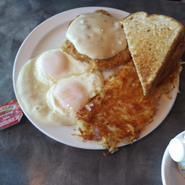 Chicken Fried Steaks Hash Browns and Eggs Any Style